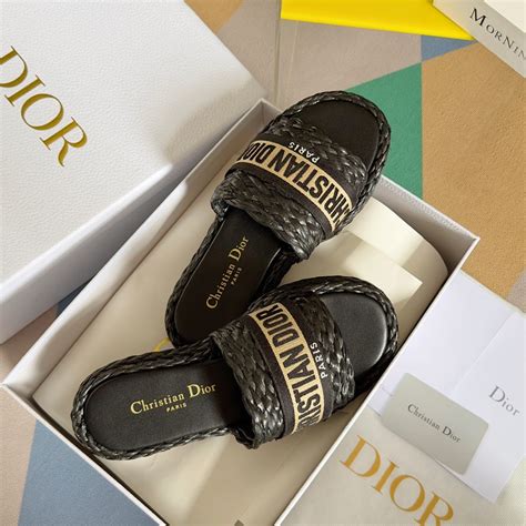 dior black and gold slides|dior dway slides black.